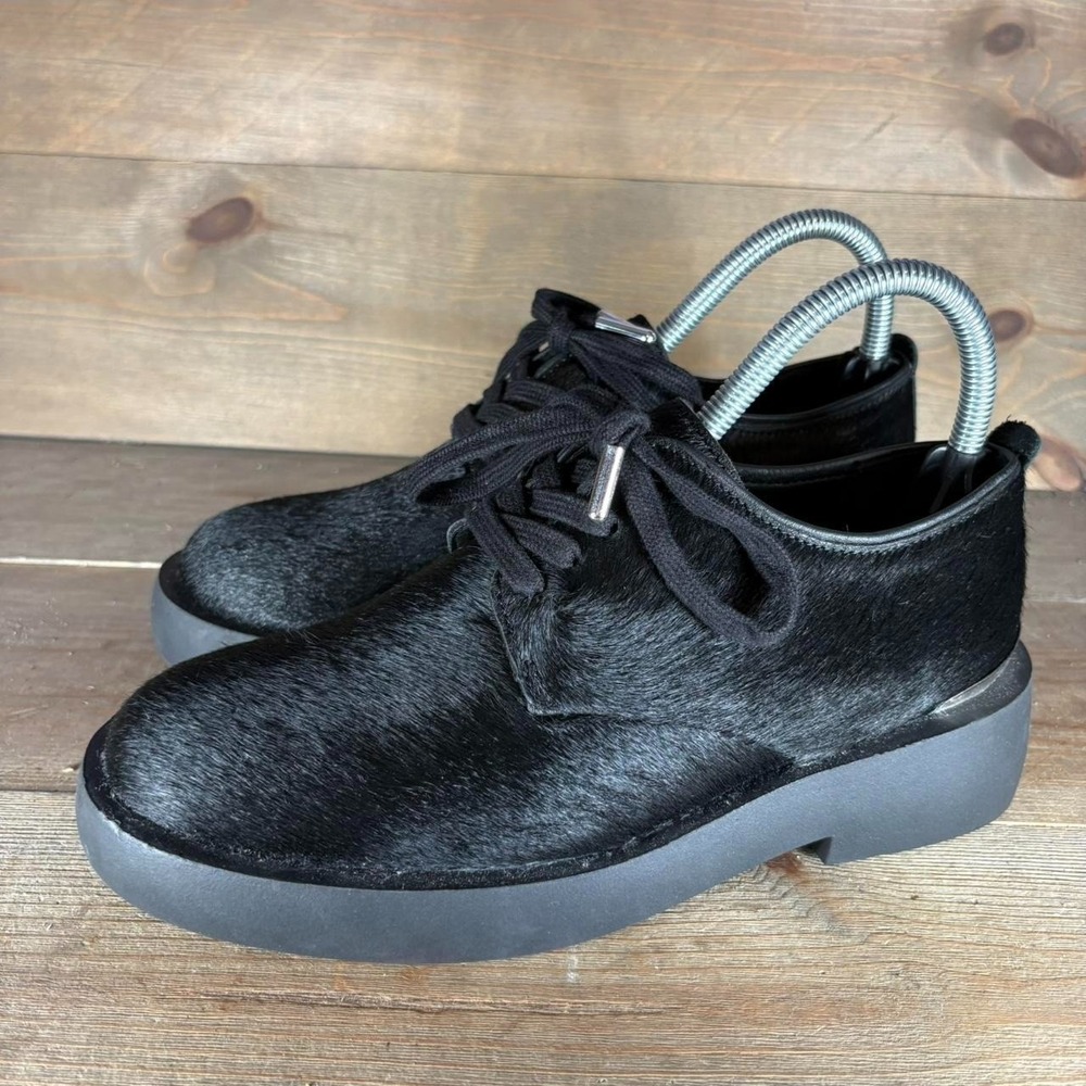 clarks mileno london womens size 7.5 shoes black horse hair comfort oxfords